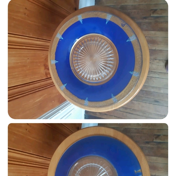 Plate, Vintage decoratif bleu ruby plate Plates 10" - Picture 2 of 5